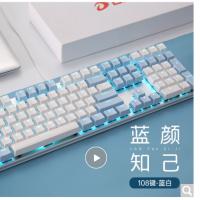 达尔优（dareu）机械师合金版 机械键盘 有线键盘 游戏键盘 108键EK815单光 女生 电脑键盘 白色蓝色 青轴